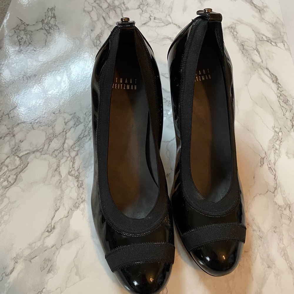 Stuart Weitzman Easily Elastic Leather Heels - Picture 3 of 6